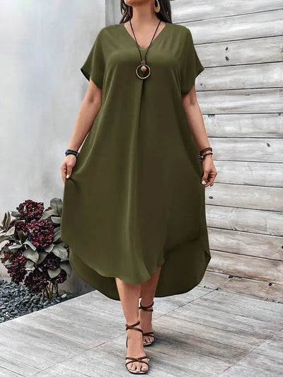 Luna | Plus Size V-Neck Casual Dress