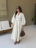 Women's Elegant Lace Patchwork Dress – Floor-Length