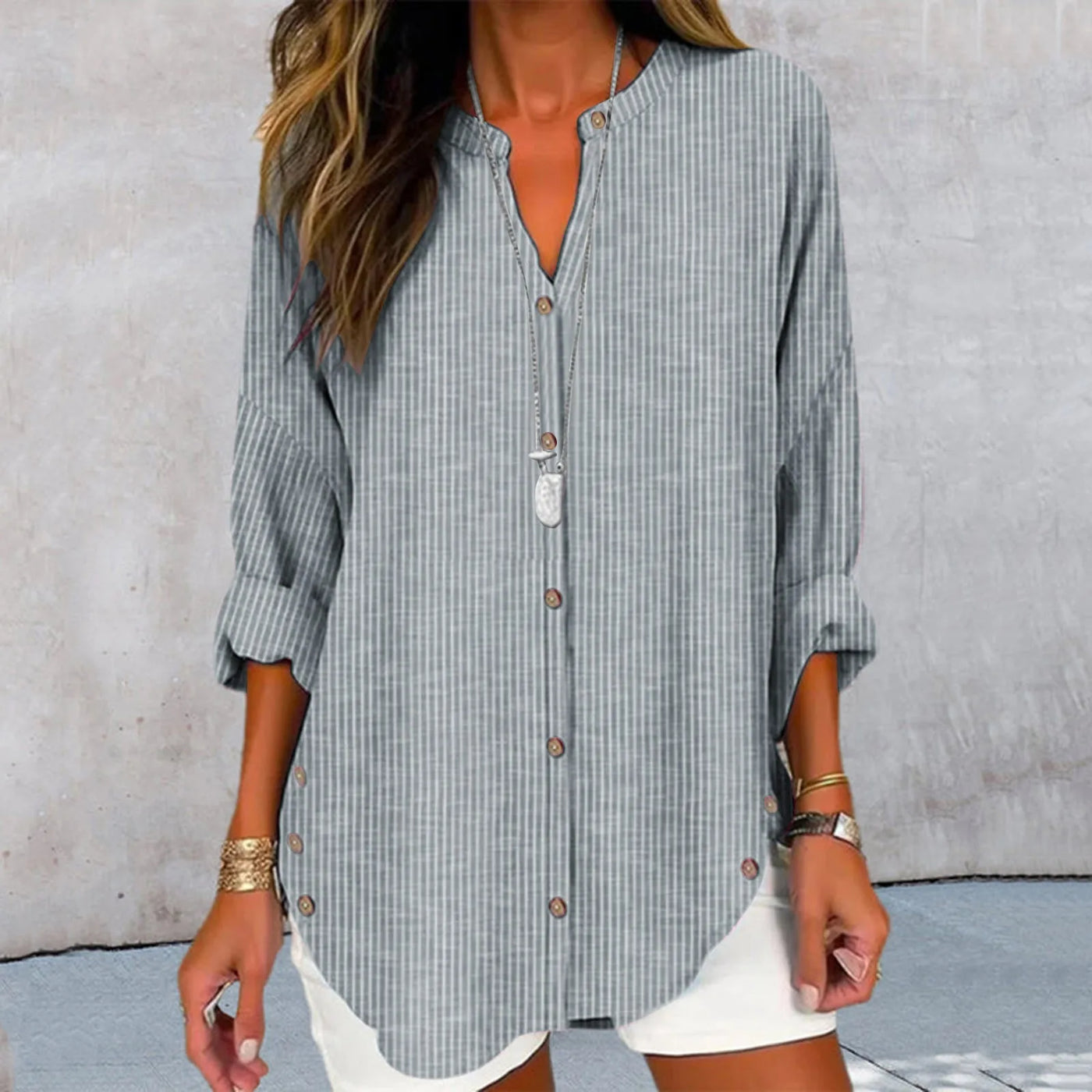 Kaia | Chic Printed Button Blouse