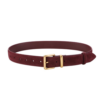 Penelope | Vintage Suede Leather Belt with Gold Buckle