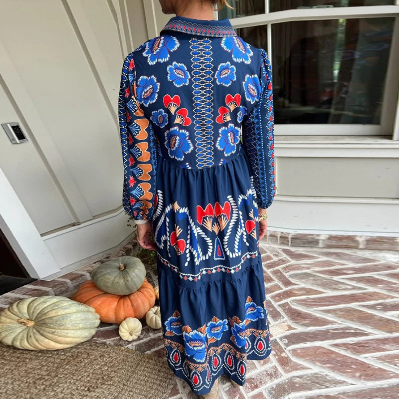 Sylvia™ | Vintage Long-Sleeve Bohemian Dress