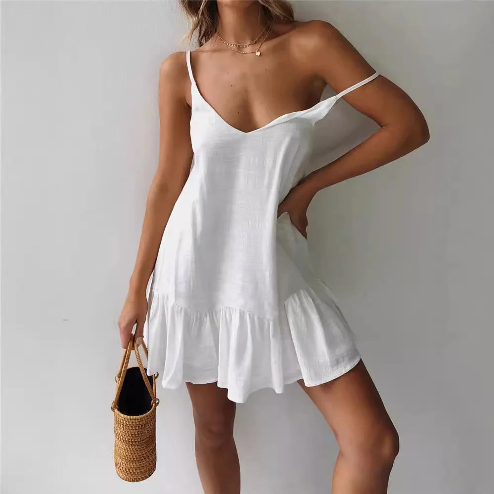 Aria | Off-Shoulder Spaghetti Strap Mini Dress – Light & Airy