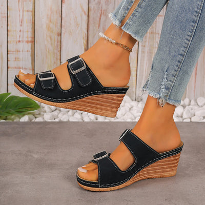 Rhea | Plus Size Platform Heel Beach Slides