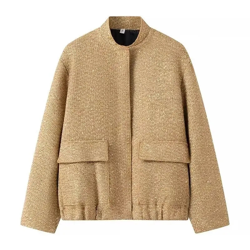 Lina | Shiny Gold Sequin Short Jacket