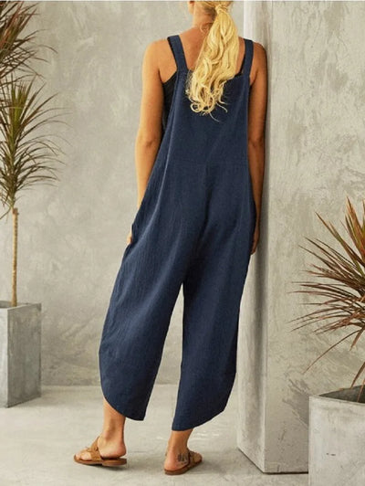 Isla | Oversized Cotton-Linen Summer Overalls