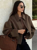 Women's Elegant Woolen Zip-Up Jacket – Vivienne