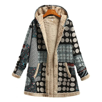 Jade | Ethnic Pattern Hooded Winter Coat