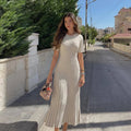 Women's Ribbed Knit Short Sleeve Maxi Dress – Flattering