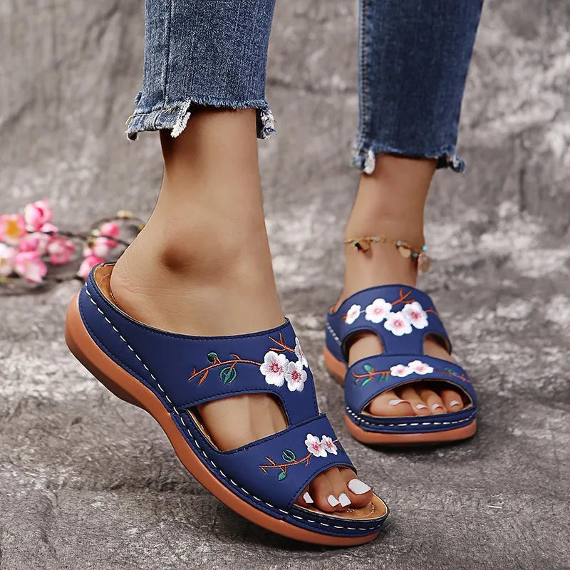 Sabrina™ | Floral Leather Sandals for Women