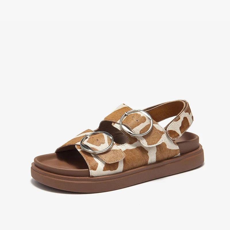 Lina | Animal print double buckle sandals