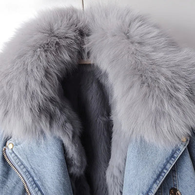 Olivia | Luxe Lined Fox Fur Denim Coat