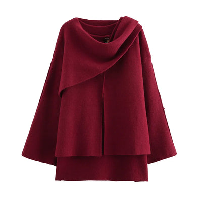 Thea | Chic Asymmetric Knit Scarf Jacket