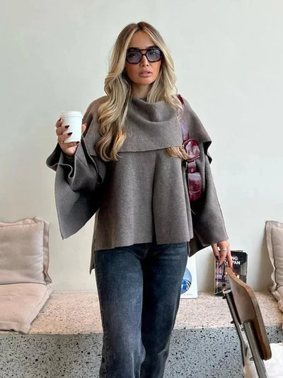 Thea | Chic Asymmetric Knit Scarf Jacket