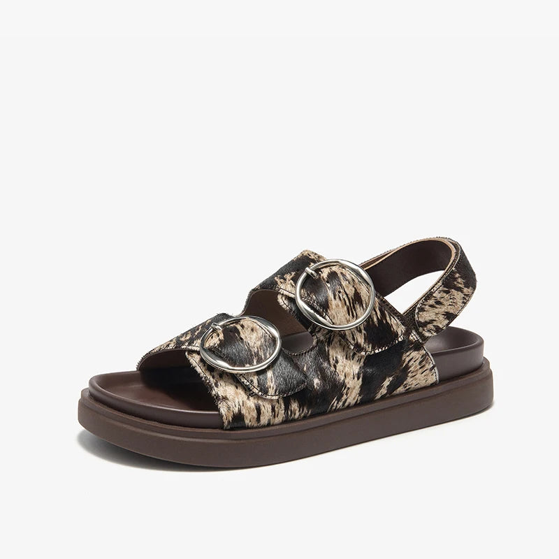Lina | Animal print double buckle sandals