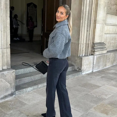 Maya | Cropped Tweed Zip Jacket