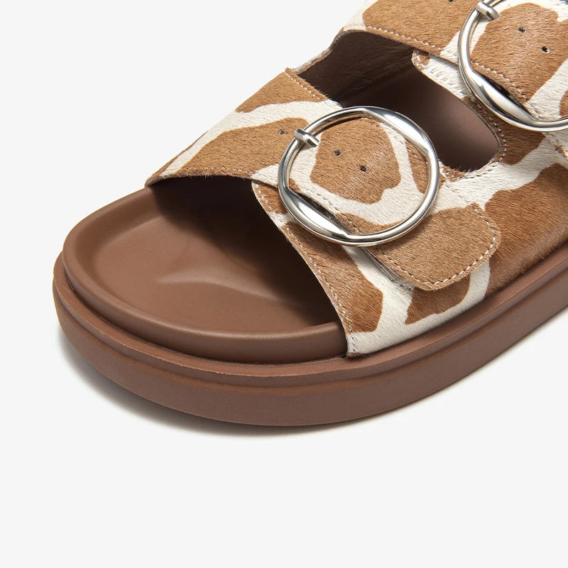 Lina | Animal print double buckle sandals