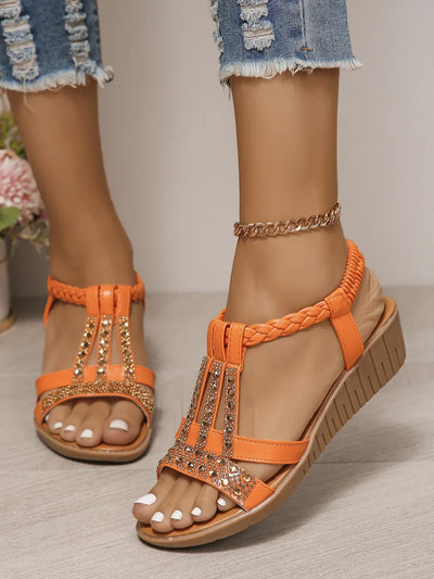 Nora | Bohemian Rhinestone Platform Sandals