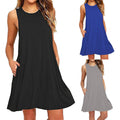 Women's Casual Summer Beach Dress – Pleats & Pockets