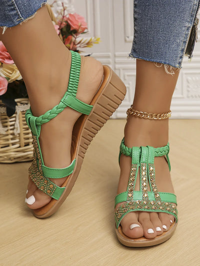 Nora | Bohemian Rhinestone Platform Sandals