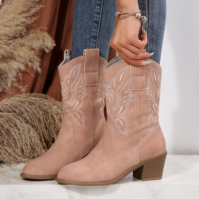 Talia | Embroidered Western Knee Boots