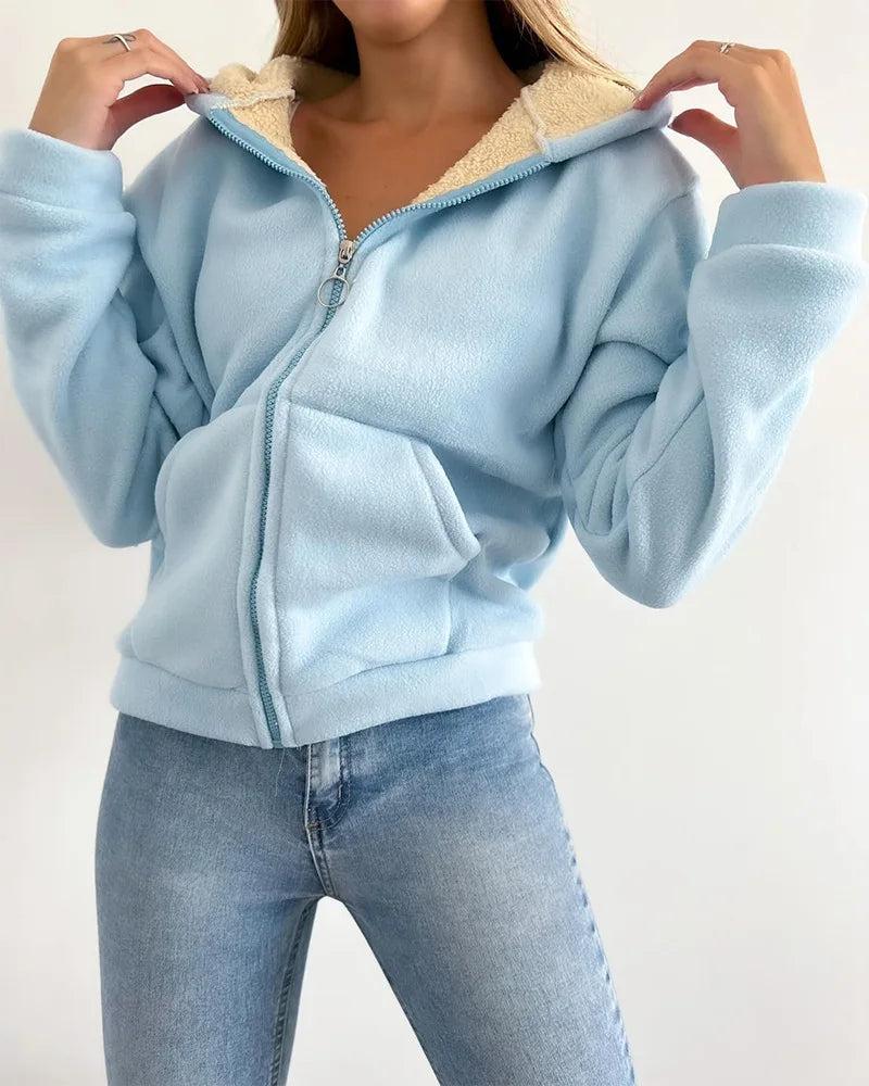 Talia | Thermal Lined Zip-Up Hooded Cardigan