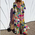 Women's Elegant Pleated Printed Dress – Boho Style