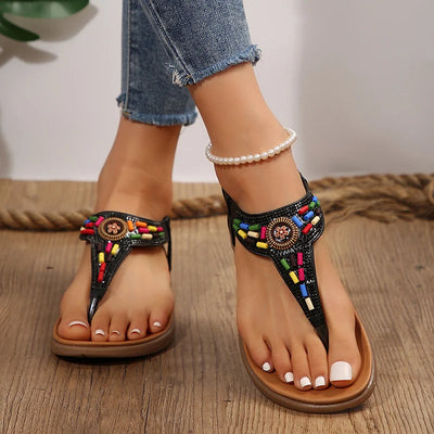 Hazel | Boho Mix-Colour Clip-Toe Gladiator Sandals for Women
