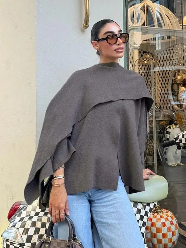 Thea | Chic Asymmetric Knit Scarf Jacket