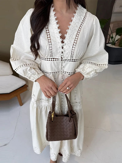 Rhea | Elegant Lace Patchwork Dress