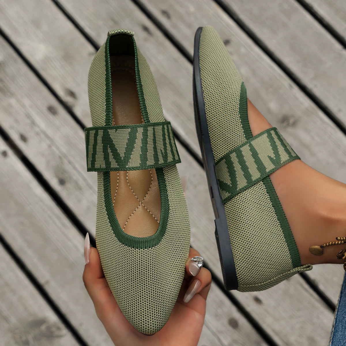 Mira | Colourblock Knit Ballet Flats