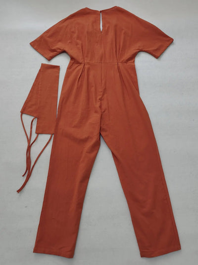 Nia | Vintage V-Neck Cotton-Linen Jumpsuit