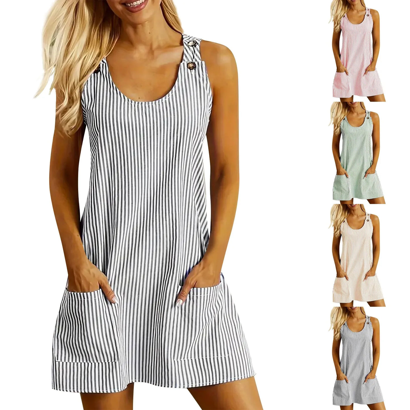 Noa™ | Elegant Striped Patchwork Casual Mini Dress