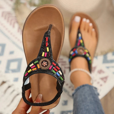 Hazel | Boho Mix-Colour Clip-Toe Gladiator Sandals for Women