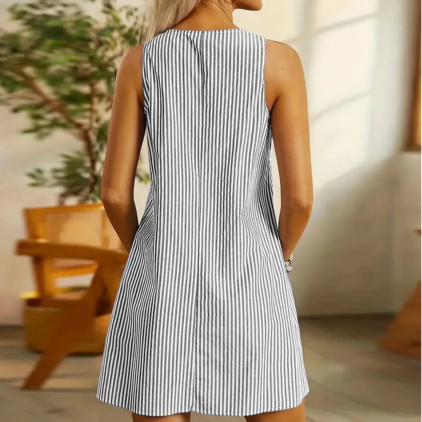 Noa™ | Elegant Striped Patchwork Casual Mini Dress