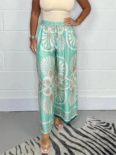Nahla | Boho Floral Satin Trousers
