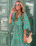 Women's Bohemian Floral Maxi Dress – Puff Sleeves