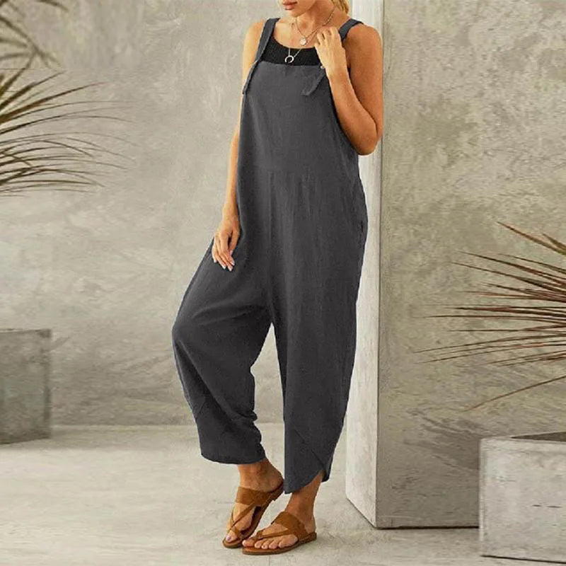 Isla | Oversized Cotton-Linen Summer Overalls
