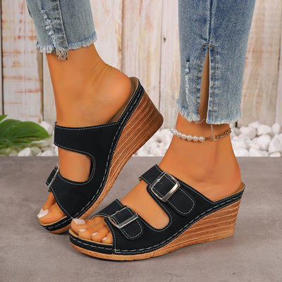 Rhea | Plus Size Platform Heel Beach Slides