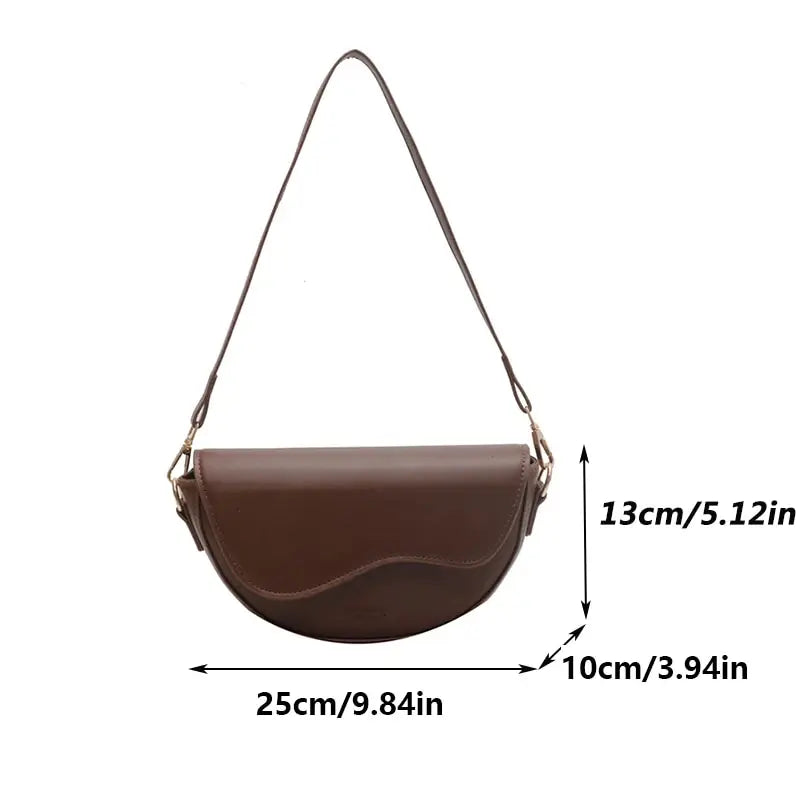 Thea | Vintage PU Leather Saddle Shoulder Bag