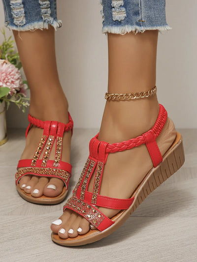 Nora | Bohemian Rhinestone Platform Sandals