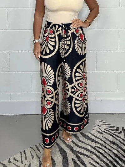 Nahla | Boho Floral Satin Trousers
