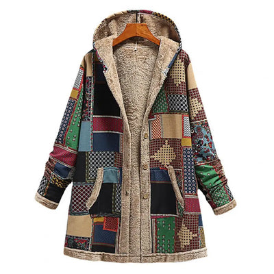 Jade | Ethnic Pattern Hooded Winter Coat