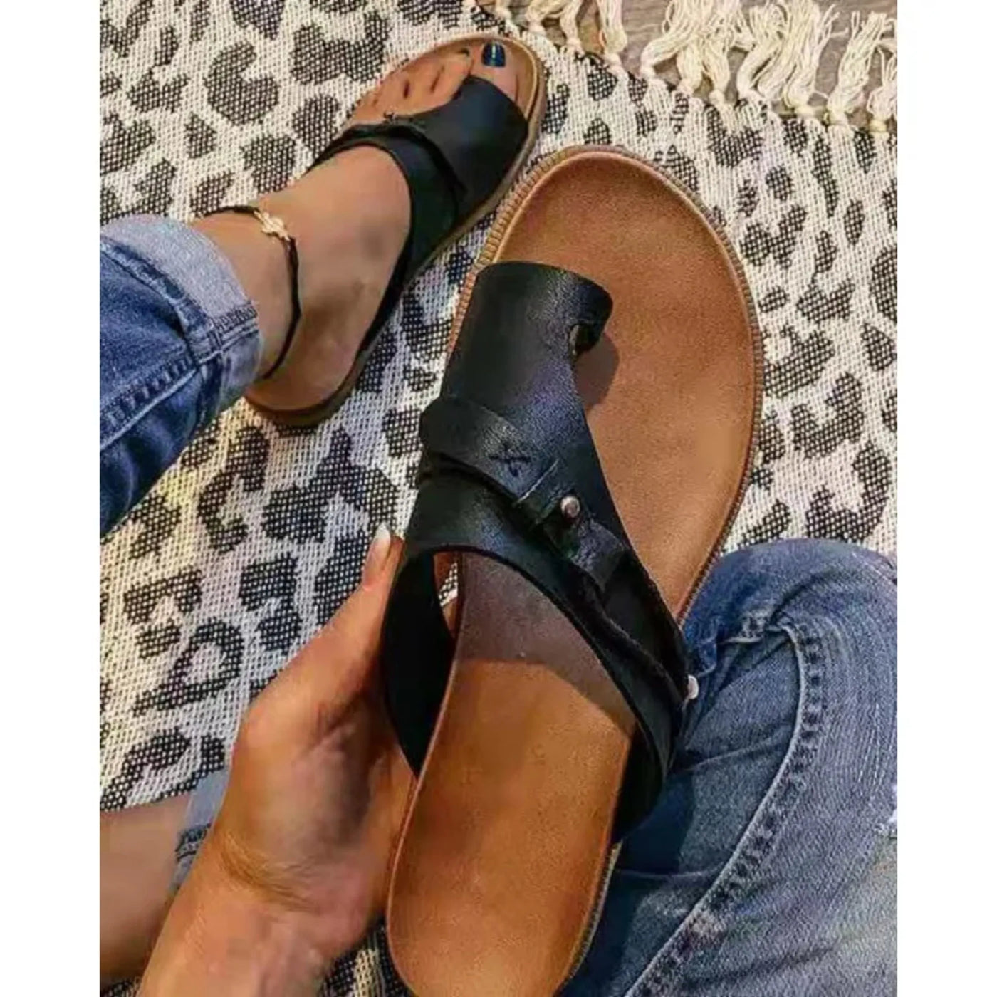 Freya | Orthopaedic Leather Toe-Ring Sandals for Women