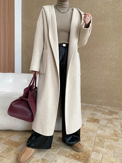 Freya | Hooded Wool-Blend Belted Coat
