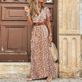 Women's Floral Pleated Midi Dress – Romantic Elegance