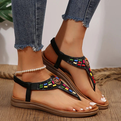 Hazel | Boho Mix-Colour Clip-Toe Gladiator Sandals for Women