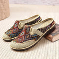 Women's Ethnic Linen Slip-On Shoes – Embroidered Flats