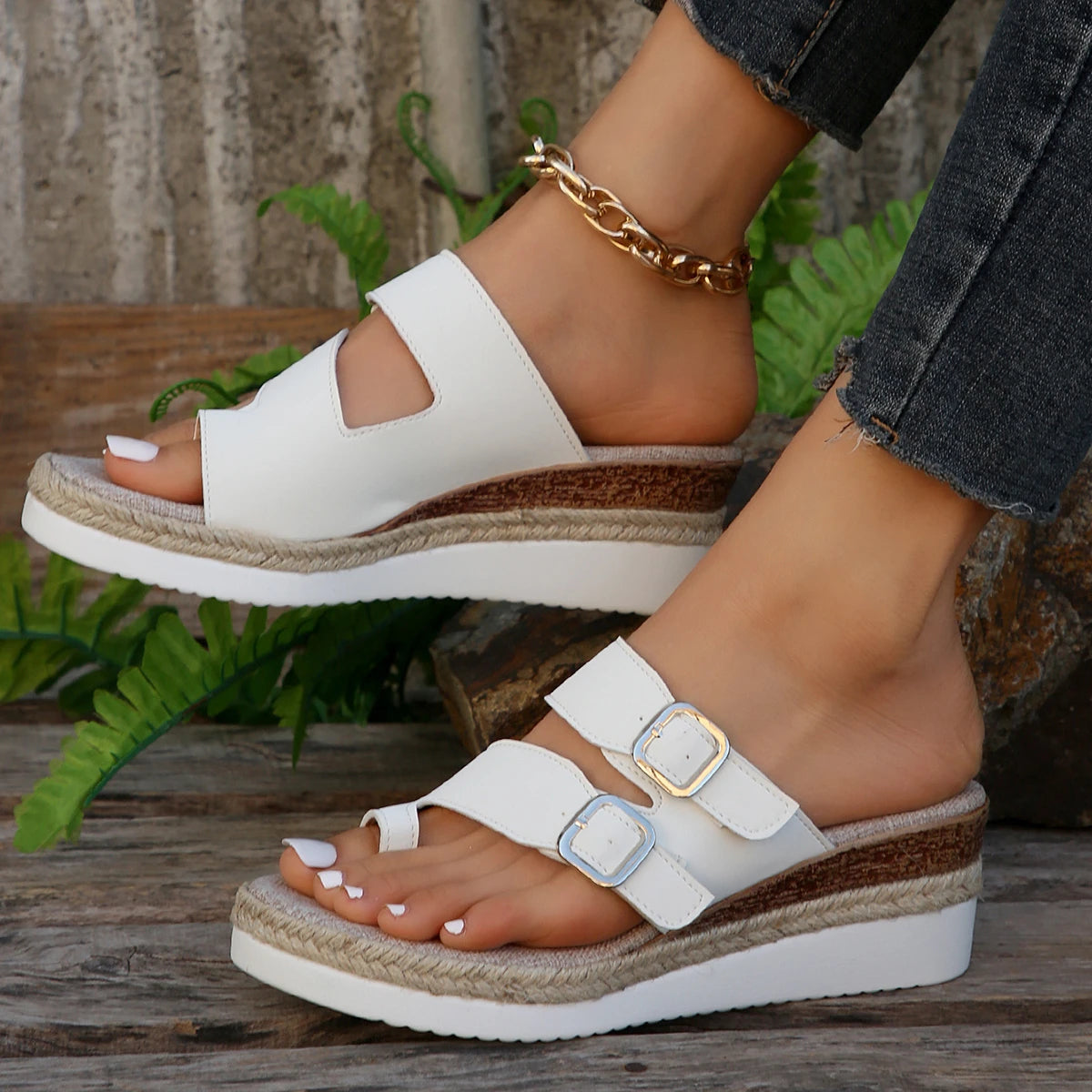 Isla | Elegant Summer Espadrille Wedge Slides for Women