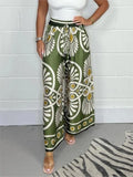 Women's Retro Floral Satin Lounge Pants – Wide Leg