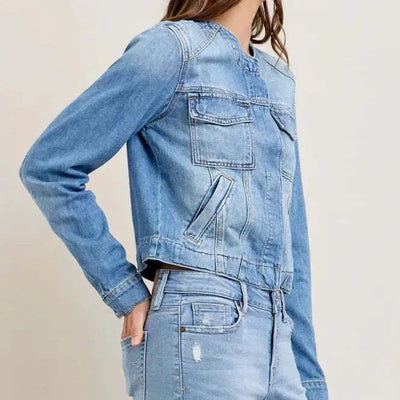 Willa | Fitted Short-Sleeve Denim Jacket with Utility Pockets